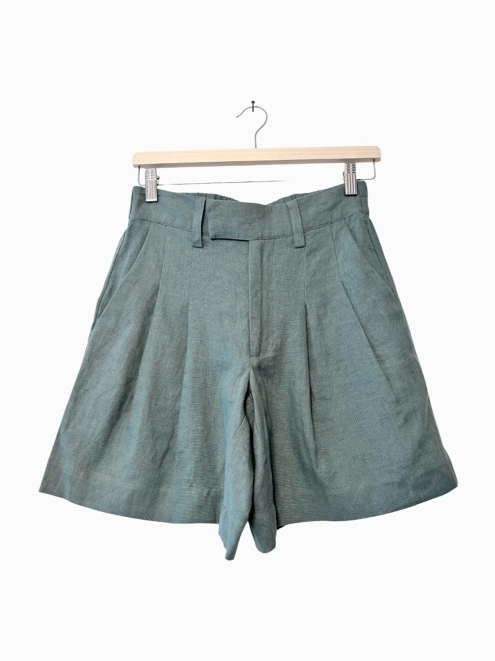 Ruti 100% Linen Bermuda Shorts Dusty Teal size 2 (XS) NWT
